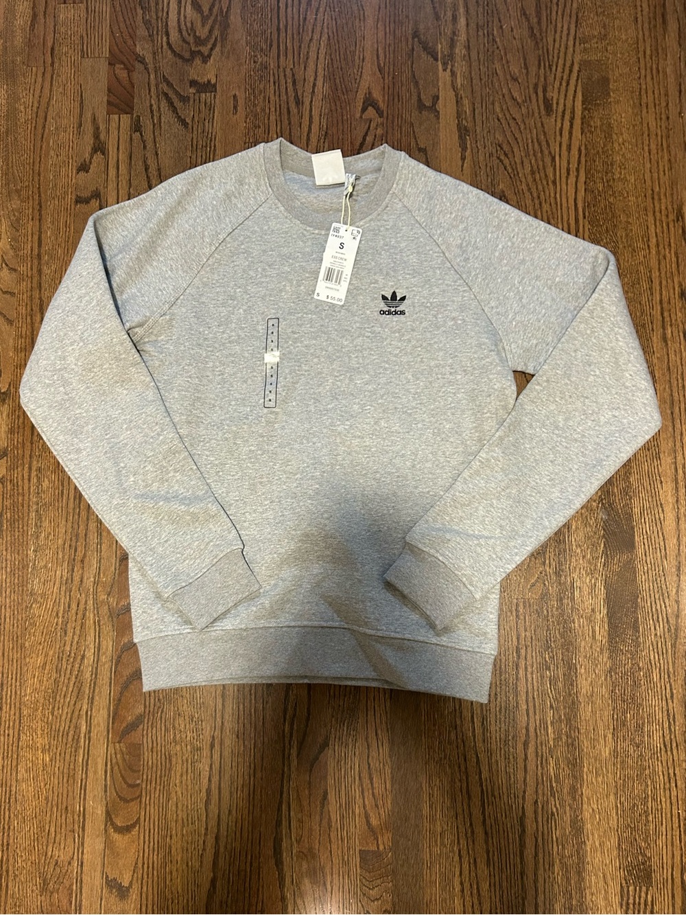 NWT Adidas Originals Trefoil ESS Crew Sweatshirt Gray Men’s Small Logo Pullover